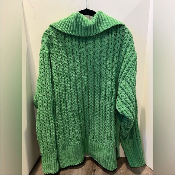 Aerie Green Quarter Zip Pullover Knit Sweater women’s Size Large - Picture 3 of 8